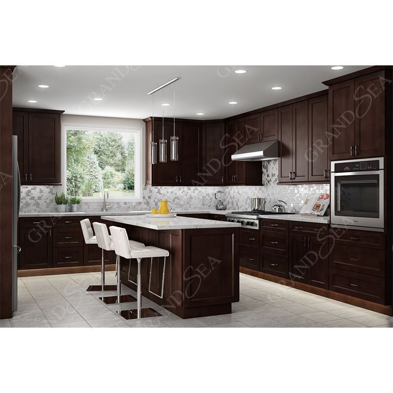 Customized Free Sample Kitchen Cabinet Red Wood Door Fitted Complete Modern Kitchen Furniture