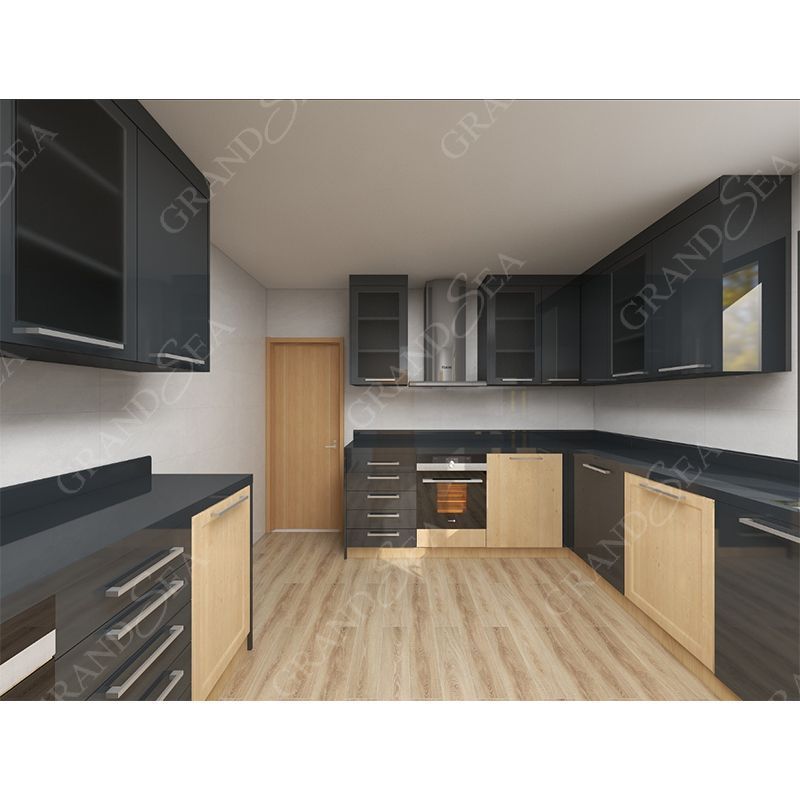 Contemporary Wood Veneer Complete Kitchen Cabinets Made in China