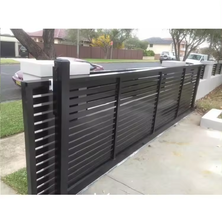 Customized decorative courtyard entrance aluminum fence gate driveway sliding gate door