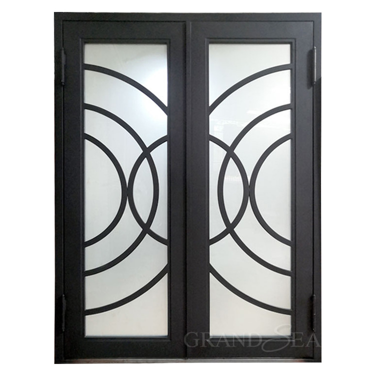 Main entrance security grilled  Fancy Modern Wrought Iron Exterior Door  High Quality Metal Steel Door