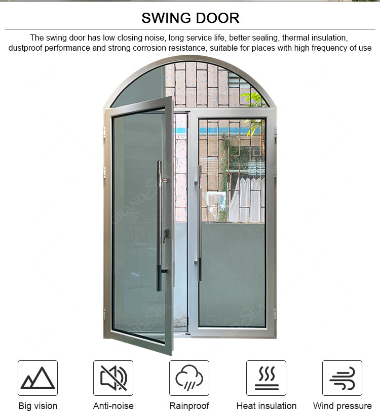 Chinese supplier anti rust waterproof aluminum alloy panel  security door interior swing aluminium bathroom door casement door