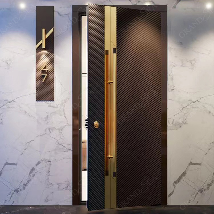 2022 new design customize luxury cast aluminium hotel door for bedroom residential exterior steel security door