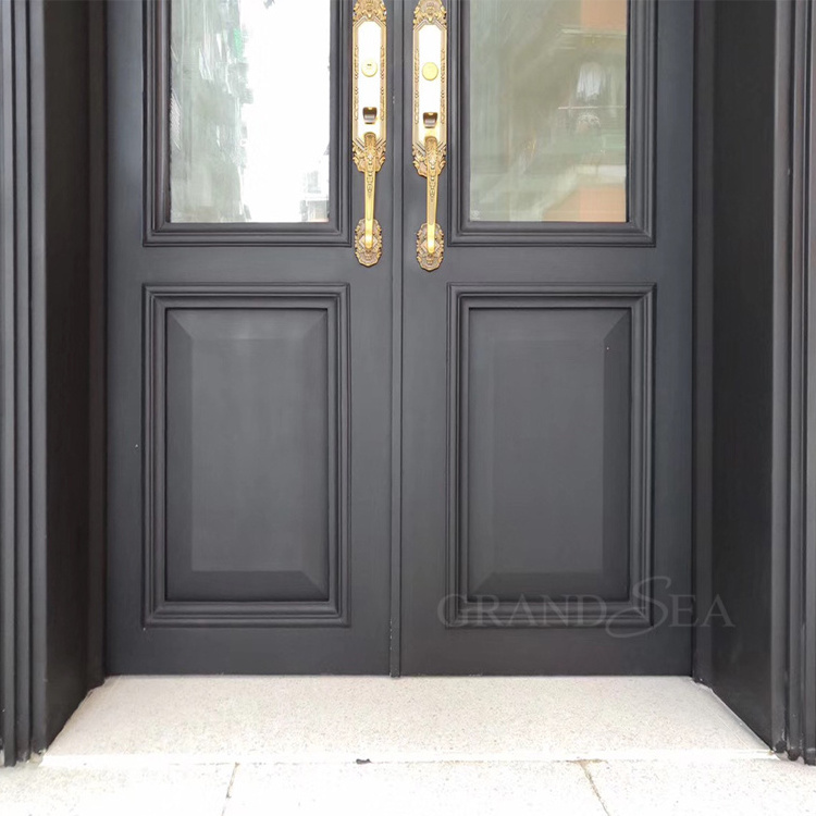 Main entrance security grilled  Fancy Modern Wrought Iron Exterior Door  High Quality Metal Steel Door