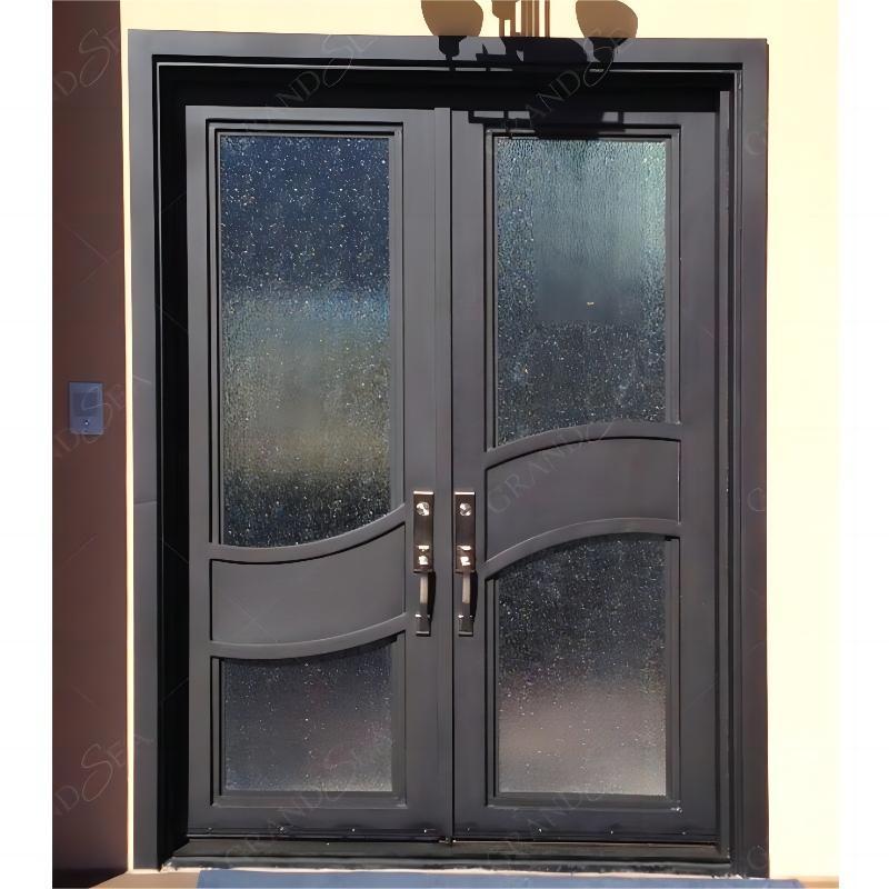 Top Grade High Quality Wrought Iron Hollow Design Entrance Security Door Garden Double Open Iron Door Price