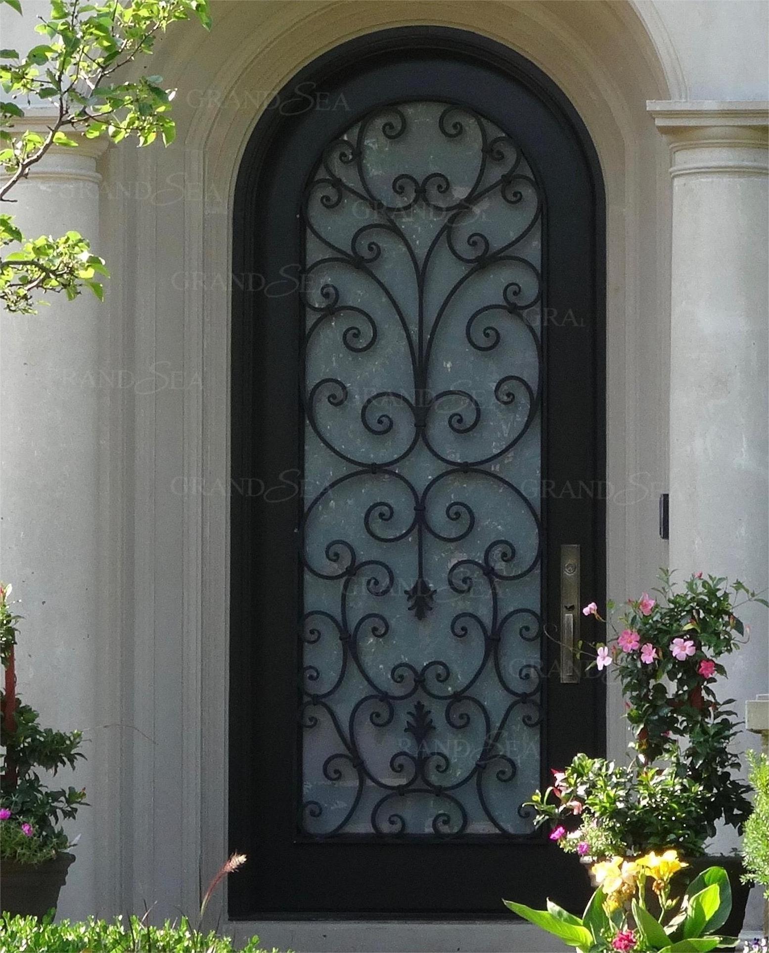 Exquisite Luxury Custom Residential Entrance Cast Iron Security Anti-Theft Door Smart Lock Home Wrought Iron Door