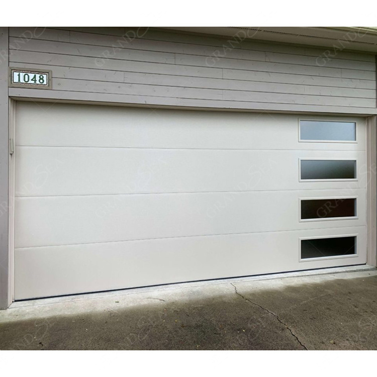 2024 Top Grade Aluminum Profile Glass Panel New Black Segmented Panel Garage Door Aluminum Wood Glass Automatic Lift Garage Door