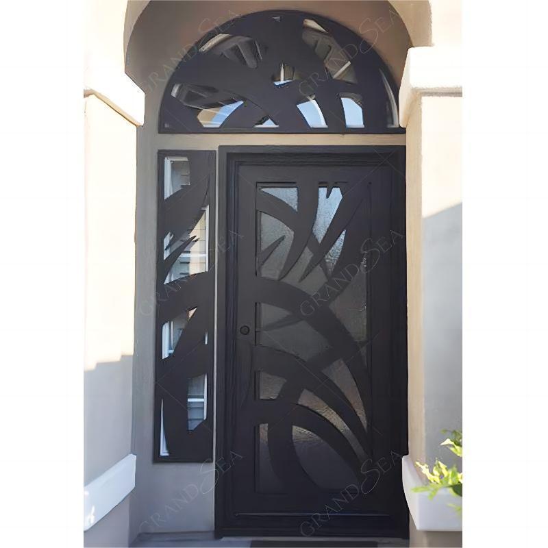 Top Grade High Quality Wrought Iron Hollow Design Entrance Security Door Garden Double Open Iron Door Price