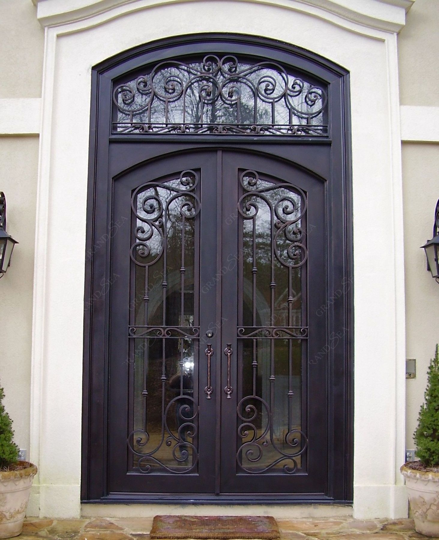 Villa Luxury Design Outdoor Entrance Double Opening Security Multi-Point Lock Wrought Iron Door Cheap Iron Door Italy