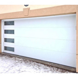 2024 Top Grade Aluminum Profile Glass Panel New Black Segmented Panel Garage Door Aluminum Wood Glass Automatic Lift Garage Door