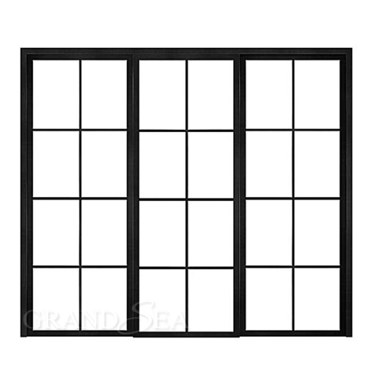 Grandsea Narrow Frame Barrier-Free Aluminum Alloy Double Tempered Glass Sliding Door High Quality Remote Control Sliding Door