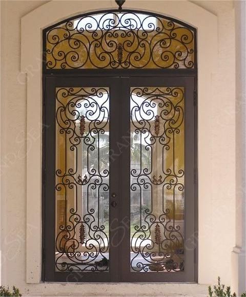 Villa Luxury Design Outdoor Entrance Double Opening Security Multi-Point Lock Wrought Iron Door Cheap Iron Door Italy