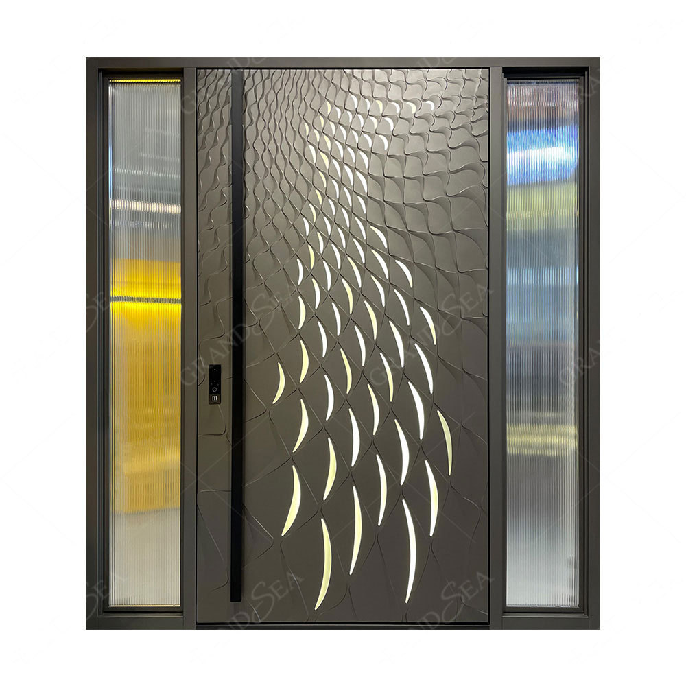 Grandsea New Design Exterior Metal Carving Modern Security Anti-Theft Entry Door Modern Pivot Door