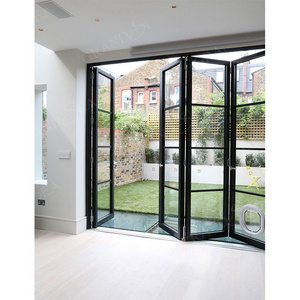 Modern Commercial Residential Interior Multi-Panel With Lock Large Size Balcony Glass Folding Door Accordion Design Glass Door