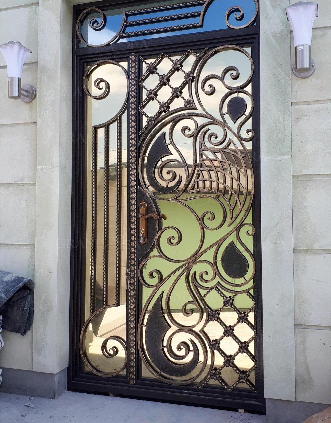 Exquisite Luxury Custom Residential Entrance Cast Iron Security Anti-Theft Door Smart Lock Home Wrought Iron Door