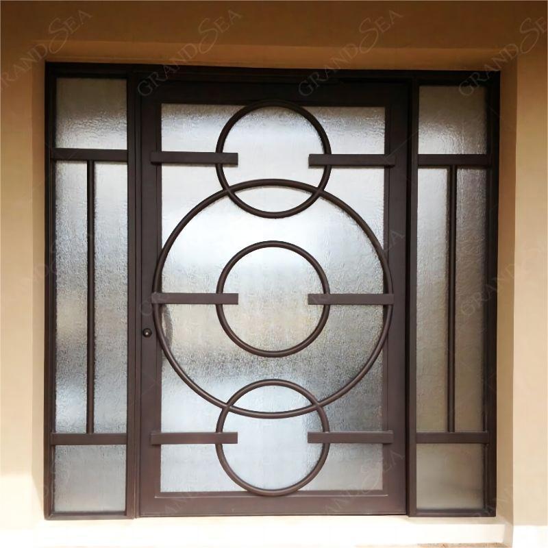 Top Grade High Quality Wrought Iron Hollow Design Entrance Security Door Garden Double Open Iron Door Price