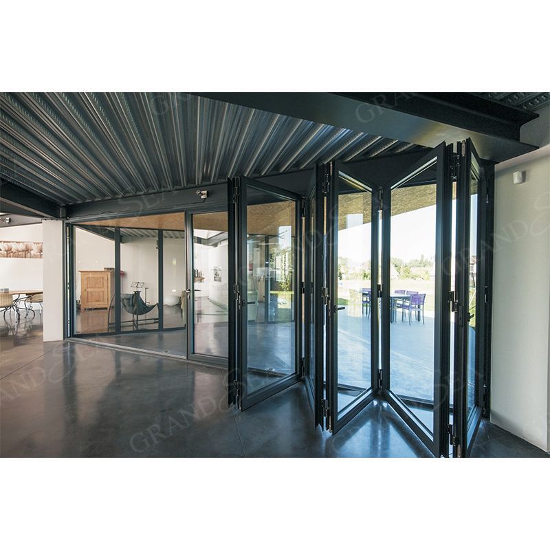 Guangdong Factory Customized High Quality Indoor Folding Glass Door Aluminum Frame Accordion Tempered Glass Door