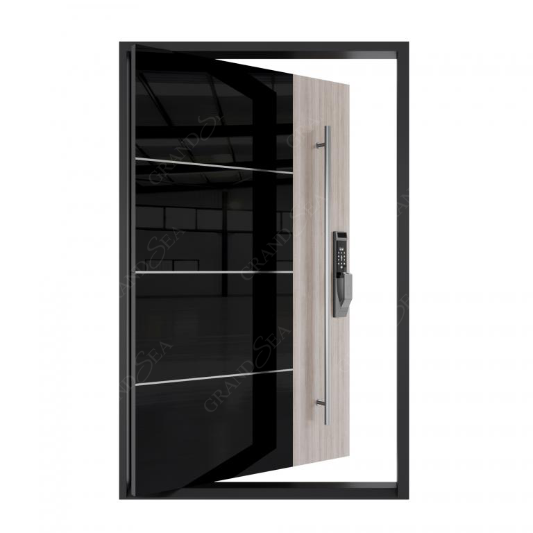 Grandsea High Quality Residential Exterior Interior Security Steel Door Bedroom Modern Multi Point Lock Aluminum Pivot Door