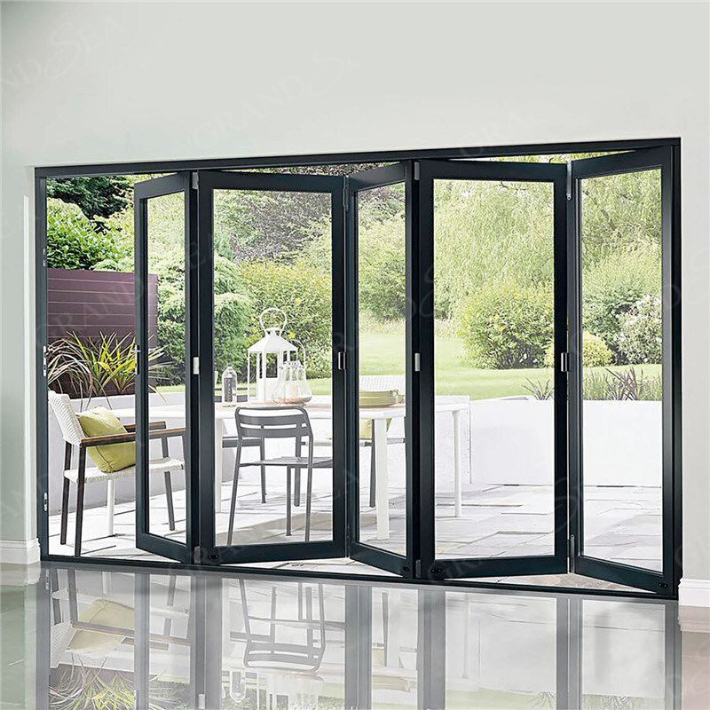 Guangdong Factory Customized High Quality Indoor Folding Glass Door Aluminum Frame Accordion Tempered Glass Door