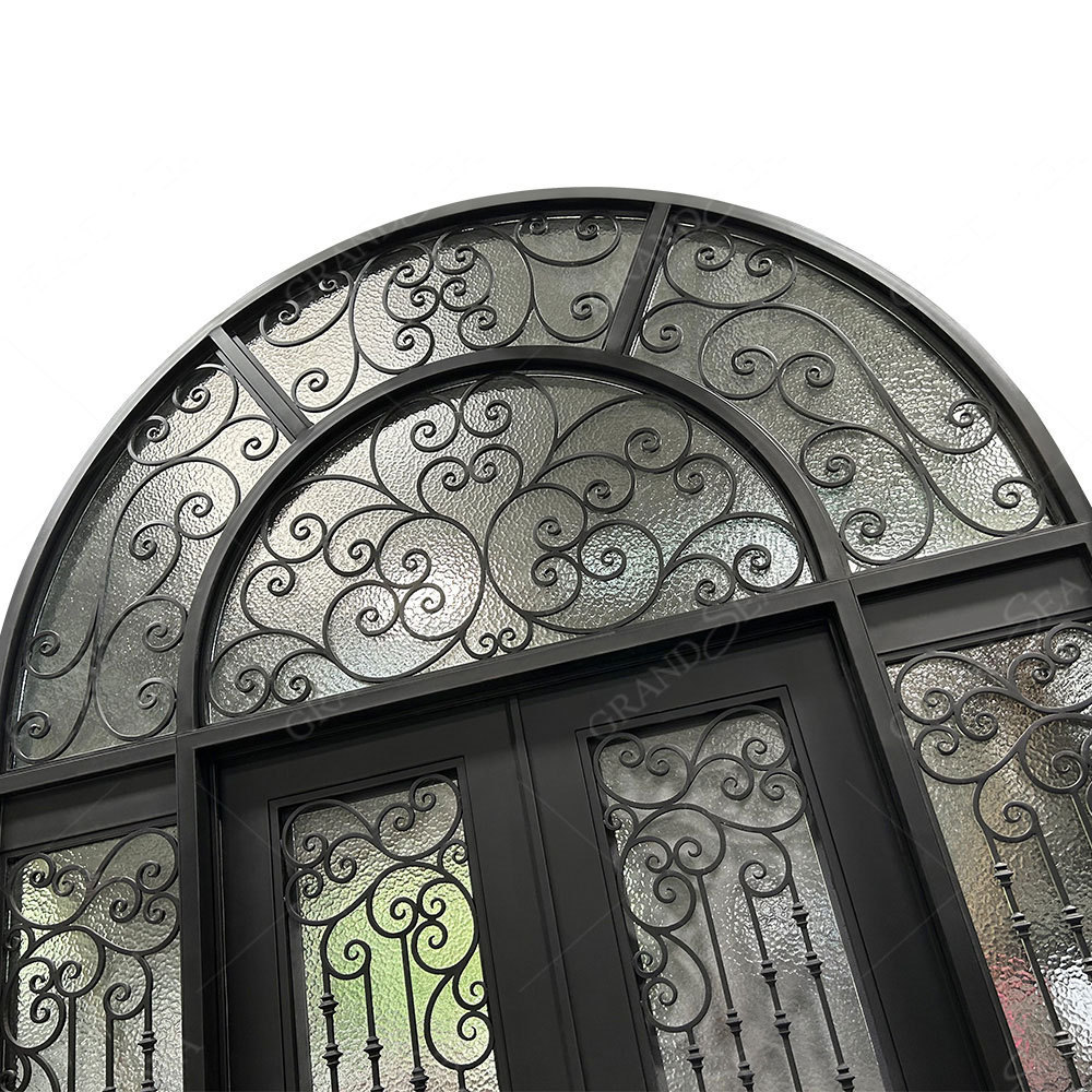 Grandsea High-Quality Home Garden Cast Iron Door With Security Anti-Theft Double Opening Wrought Iron Door With Smart Lock