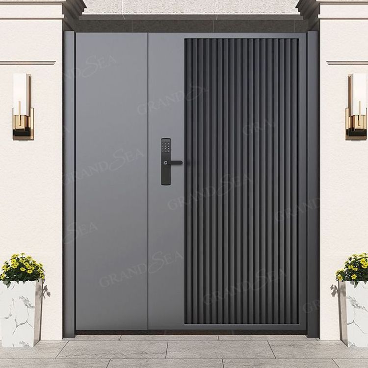 Grandsea Modern Garden Courtyard Entrance Double Swing Door Metal Aluminum Gate Main Swing Door Modern Aluminum Gate Design