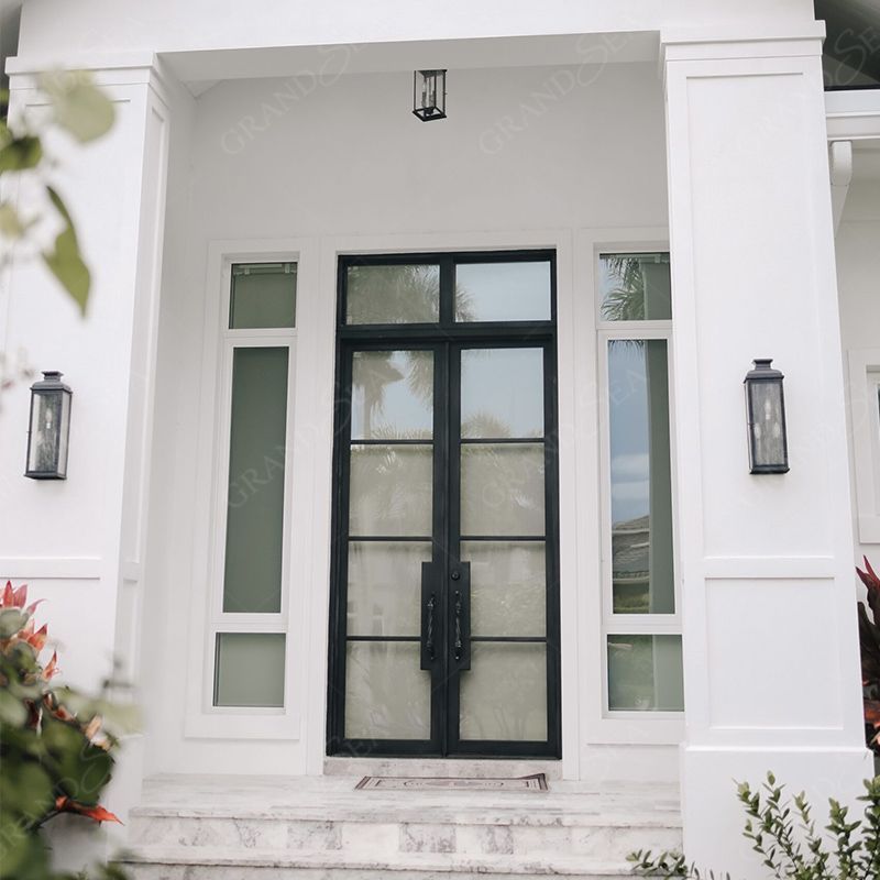 Factory High Quality Custom Home Entrance Wrought Iron Security Door Entry Double Open Cast Iron Door