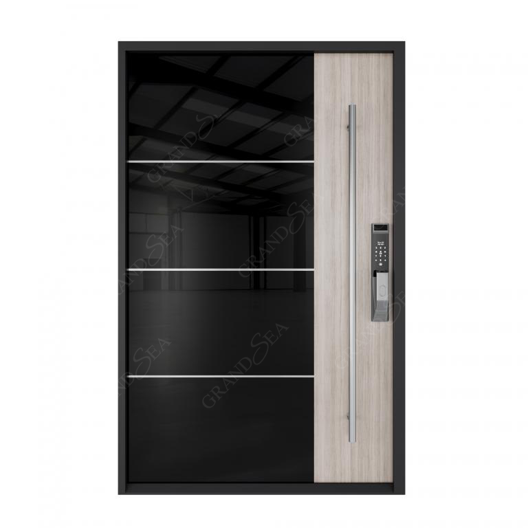 Grandsea High Quality Residential Exterior Interior Security Steel Door Bedroom Modern Multi Point Lock Aluminum Pivot Door