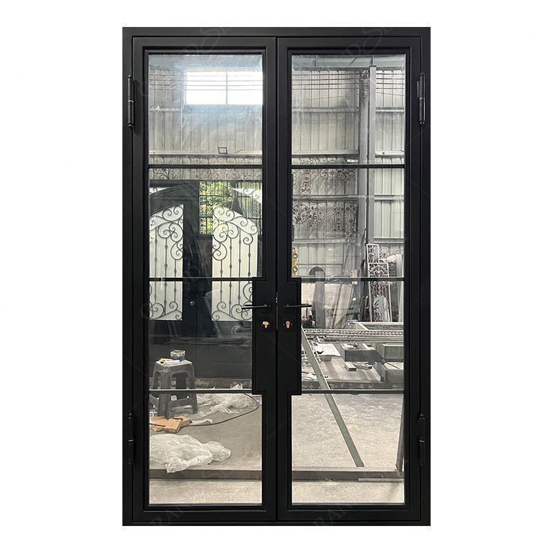 Grandsea Hot Wholesale Price Classic Residential Front Entry Iron Door Security Wrought Iron Single and Double Glass Doors