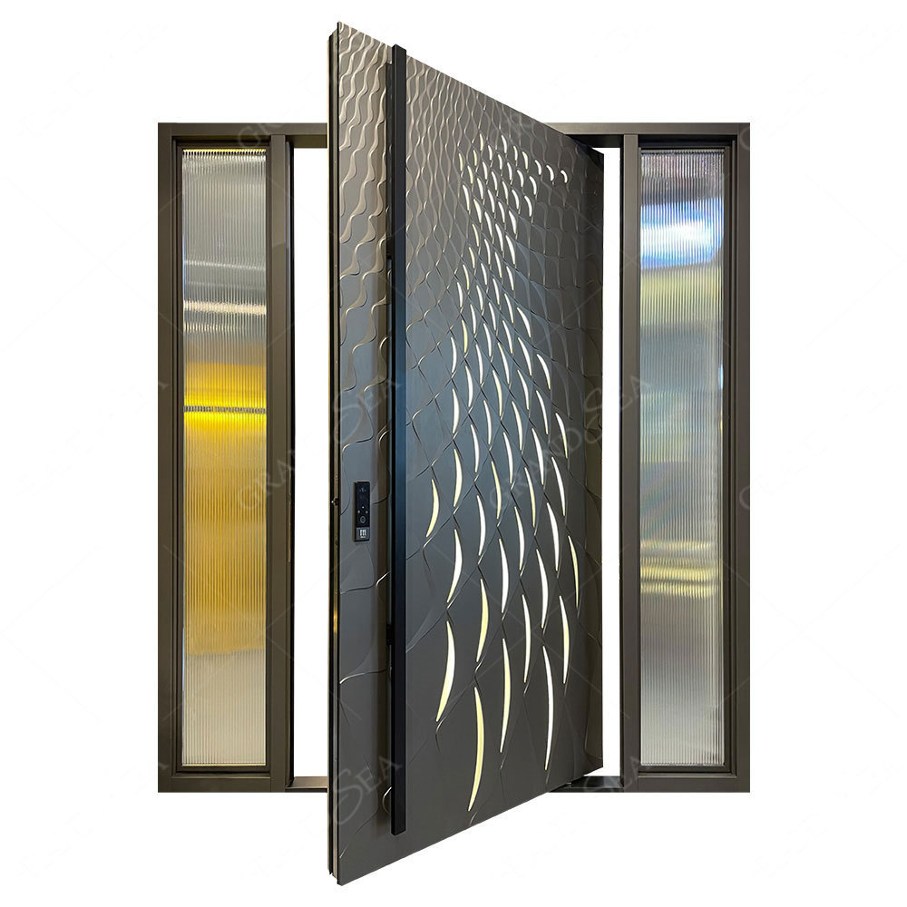 Grandsea New Design Exterior Metal Carving Modern Security Anti-Theft Entry Door Modern Pivot Door