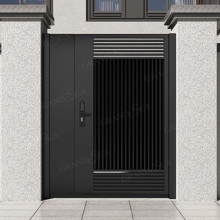 Grandsea Modern Garden Courtyard Entrance Double Swing Door Metal Aluminum Gate Main Swing Door Modern Aluminum Gate Design