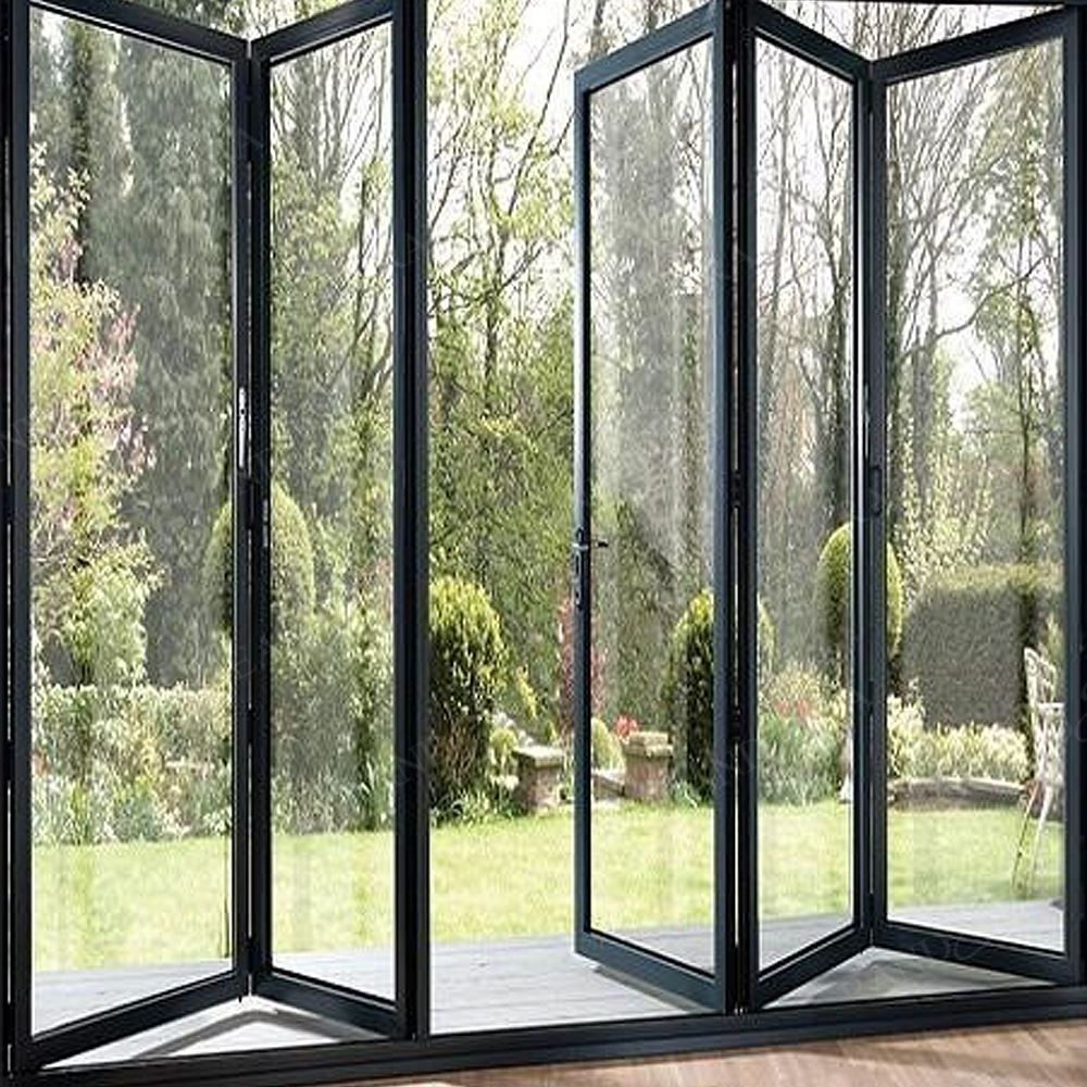 Modern Commercial Residential Interior Multi-Panel With Lock Large Size Balcony Glass Folding Door Accordion Design Glass Door