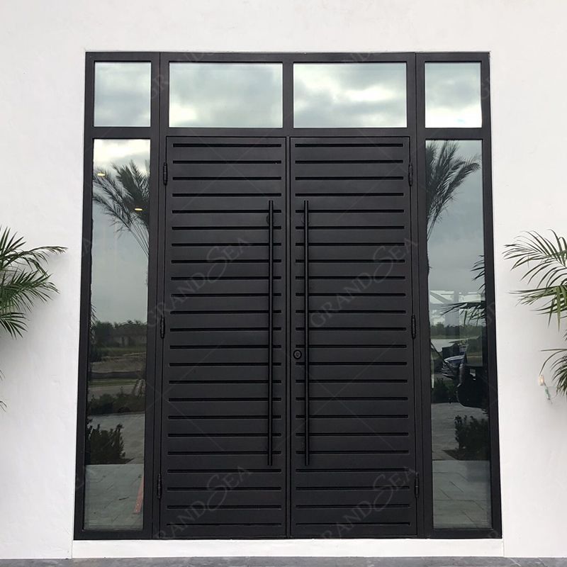 Factory High Quality Custom Home Entrance Wrought Iron Security Door Entry Double Open Cast Iron Door