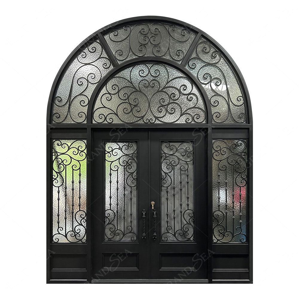 Grandsea High-Quality Home Garden Cast Iron Door With Security Anti-Theft Double Opening Wrought Iron Door With Smart Lock