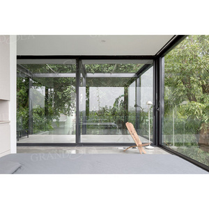 Modern Garden Villa Automatic Aluminum Glass Door System With Screen Double Glass Sliding Door