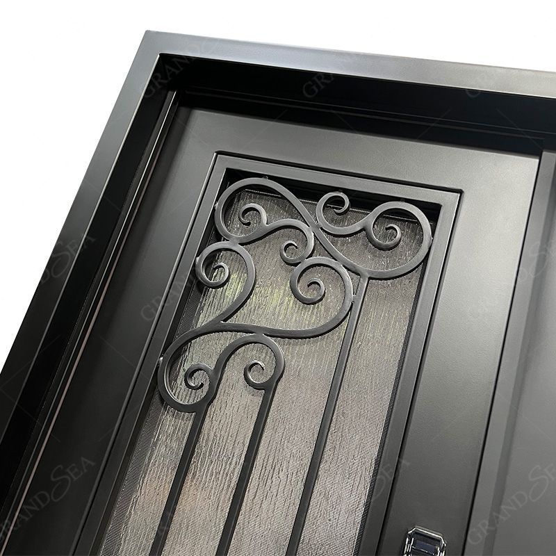 Grandsea Classical Design Double Security Door Wrought Iron Front Smart Lock Outdoor Waterproof For Iron Door