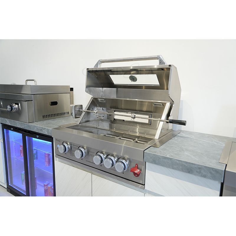 Hot Sale Ivory White Kitchen Designs Stainless Steel Outdoor Kitchen Cabinets Complete Set For BBQ