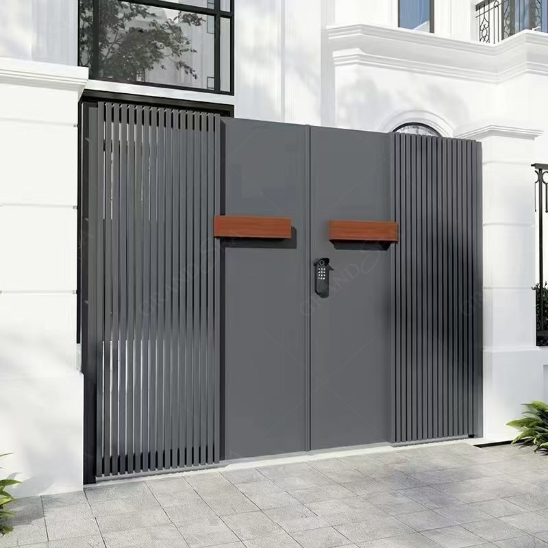 Grandsea New Modern Design Simple Boundary Wall Aluminium Garden Metal Outdoor With Smart Door Lock Fencing Gate