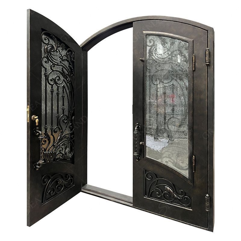 Grandsea Luxury Simple Interior Entry Door Iron Gate Designs Double Security Wrought Iron Grill Door For Home