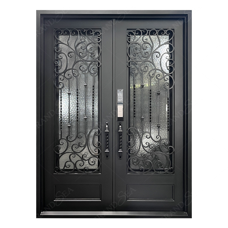 Grandsea Classical Style New Design Double Security Door Custom Wrought Iron Front Entry Door For Home