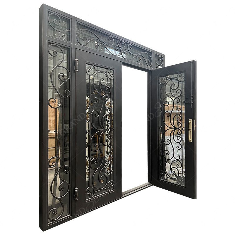 Grandsea Fancy Decoration Cast Iron Front Entry Door High Class Double Security Door Exterior Front Wrought Iron Door