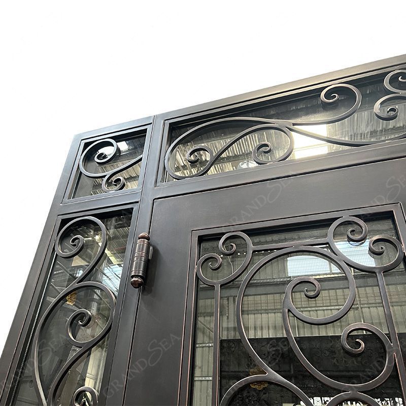 Grandsea Fancy Decoration Cast Iron Front Entry Door High Class Double Security Door Exterior Front Wrought Iron Door