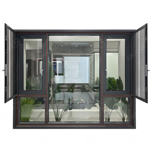 Hurricane Impact Balcony Living Room Bedroom Tempered Glass Double Glazed Windows Aluminum Casement Window for House