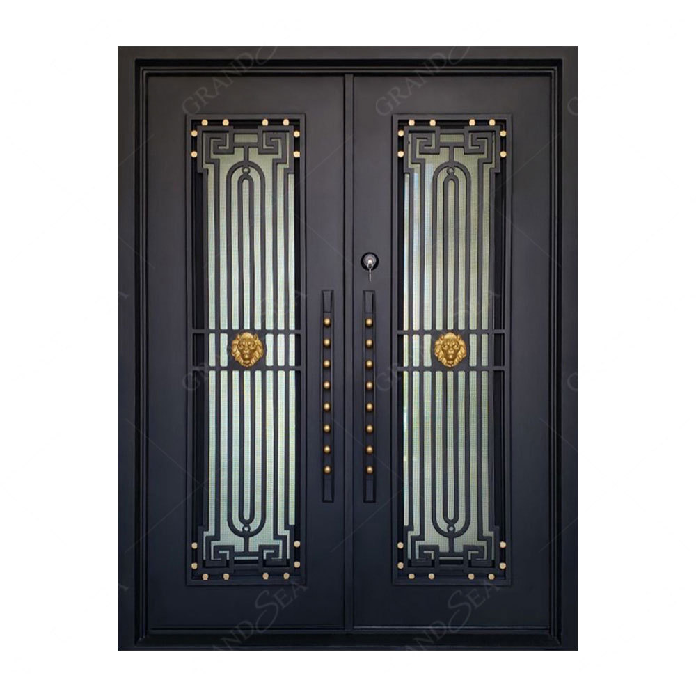 Grandsea Deluxe Wrought Iron Front Entry Door Custom External Security Wrought Iron Doors For Houses