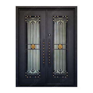 Grandsea Deluxe Wrought Iron Front Entry Door Custom External Security Wrought Iron Doors For Houses