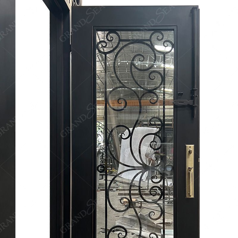 Grandsea Fancy Decoration Cast Iron Front Entry Door High Class Double Security Door Exterior Front Wrought Iron Door