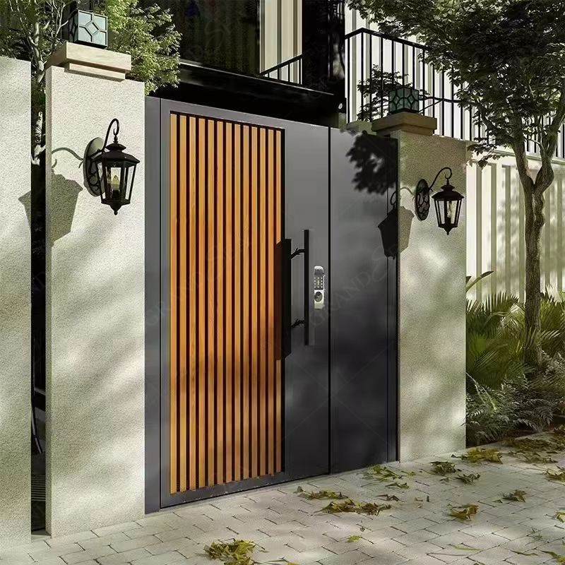 Grandsea New Modern Design Simple Boundary Wall Aluminium Garden Metal Outdoor With Smart Door Lock Fencing Gate