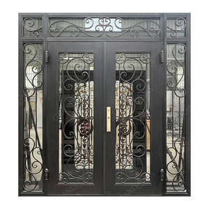 Grandsea Fancy Decoration Cast Iron Front Entry Door High Class Double Security Door Exterior Front Wrought Iron Door