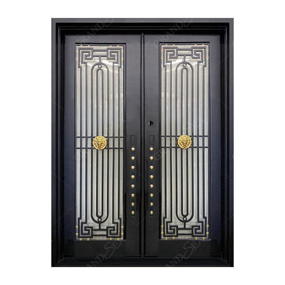 Grandsea Deluxe Wrought Iron Front Entry Door Custom External Security Wrought Iron Doors For Houses