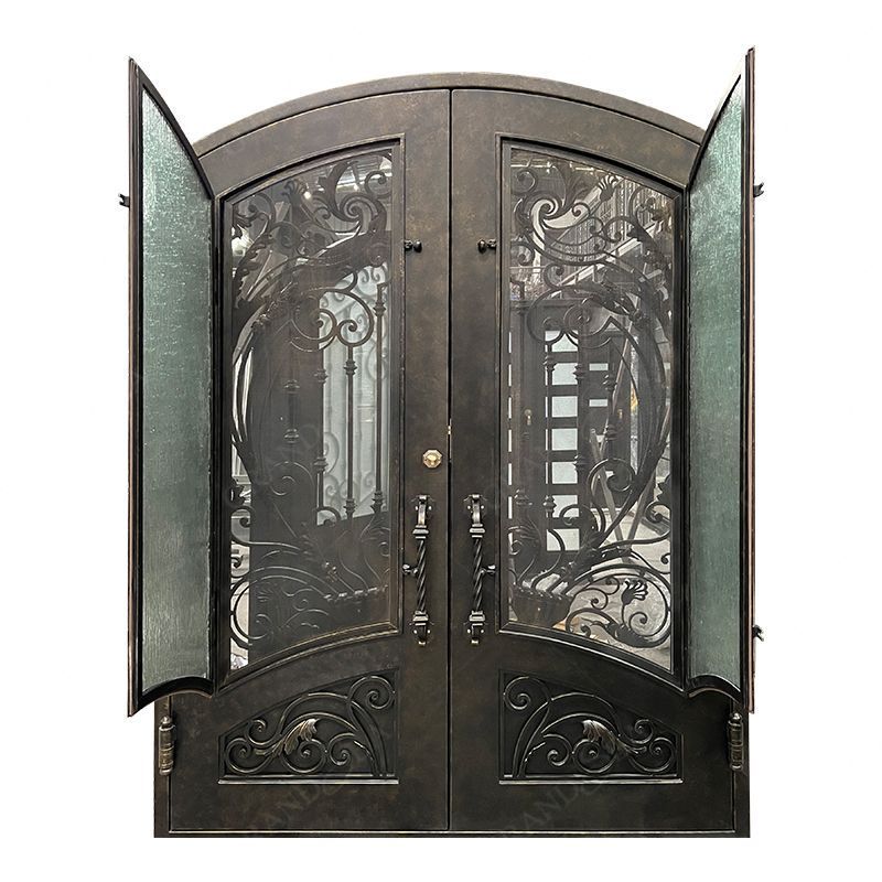 Grandsea Luxury Simple Interior Entry Door Iron Gate Designs Double Security Wrought Iron Grill Door For Home