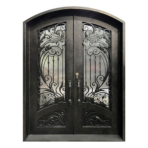 Grandsea Luxury Simple Interior Entry Door Iron Gate Designs Double Security Wrought Iron Grill Door For Home