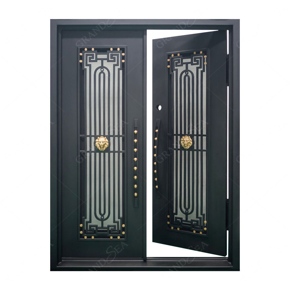 Grandsea Deluxe Wrought Iron Front Entry Door Custom External Security Wrought Iron Doors For Houses